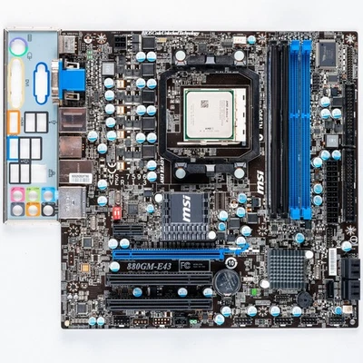 Placa madre MSI 880GM-E43 AM3 MicroATX 4 GB DDR3 AMD Athlon II Windows XP para juegos Foto 1 de 4