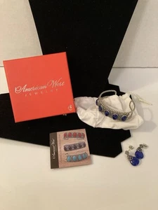 Carolyn Pollack SS Blue Lapis Earrings & Bracelet Set - Picture 1 of 14