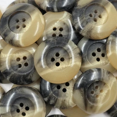 25x Buttons 25mm 4Holes Cream Brown Resin Mock Horn Chunky Button Crafts Sewing - Image 1 of 4