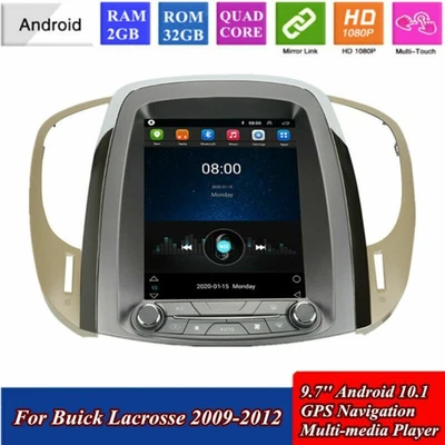 Rádio estéreo 9,7"" vertical Android 10.1 GPS FM WiFi para Buick Lacrosse 2009-12 - Imagem 1 de 4