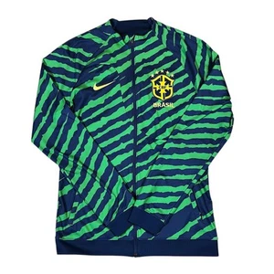 Nike Brasilien CBF Anthem Fußball Trainingsjacke grün Streifen Reißverschluss schmale Passform Small - Bild 1 von 9