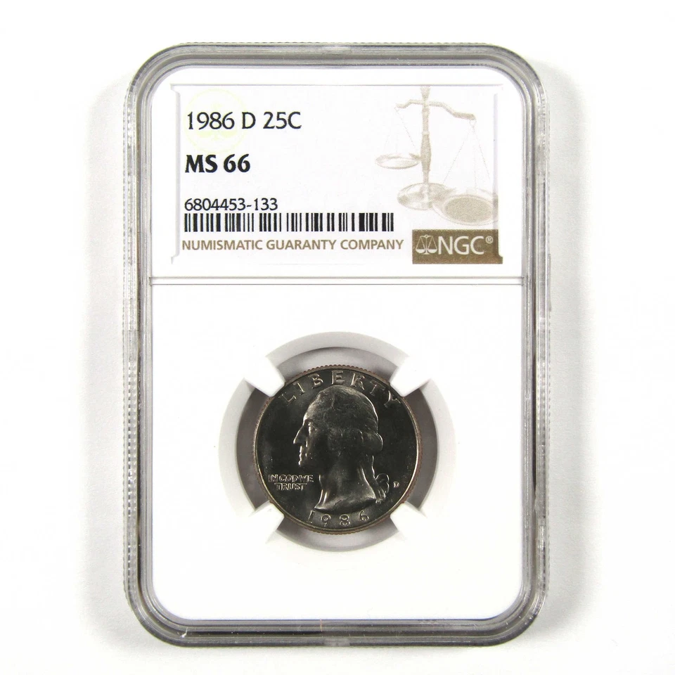 1986 D Washington Quarter MS 66 NGC Clad 25c Uncirculated SKU:I9505 - Image 1 of 4
