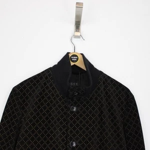 Gucci Brown Diamond Pattern Full Zip Suede Leather Bomber Jacket - Picture 1 of 6