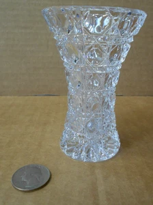 Vintage Federal Cane & Button Bud Vase klar Kristall geschliffenes Glas 4" - Bild 1 von 4
