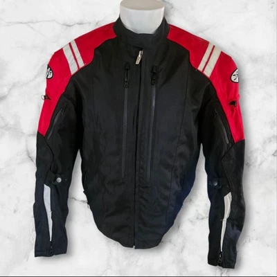 Chaqueta de Motocicleta Joe Rocket L Negra Roja Textil Armadura Almohadillas Hombro Codo Espalda Foto 1 de 4