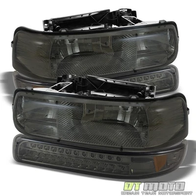 Faros ahumados 99-02 Silverado 00-06 Suburban Tahoe con luz LED de señal de parachoques Foto 1 de 4