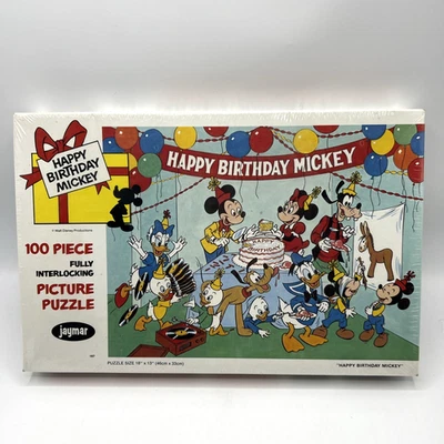 Rompecabezas vintage Jaymar feliz cumpleaños Mickey Mouse 100 piezas sellado Foto 1 de 4