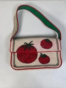STAUD Accessories Red and White Tomato Tommy Beaded Bag 10"x6"x2" (READ) - Picture 1 of 11