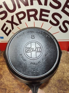 "Fully Restored" GRISWOLD #8 CAST IRON SKILLET  Slant Logo Seasoned Flat  - Picture 1 of 8