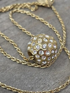 Park Lane Strass besetzte Kugel goldfarben Anhänger Kette Halskette 24" Vintage - Bild 1 von 11
