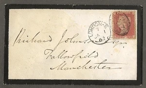 Great Britain 1862 mourning Ladies cover , London to Manchester [ 469 - Picture 1 of 2
