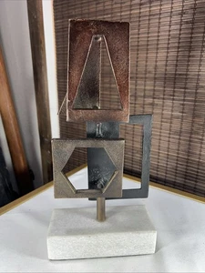 Table Top Brass And Metal Art Sculpture With Marble Base - Picture 1 of 11