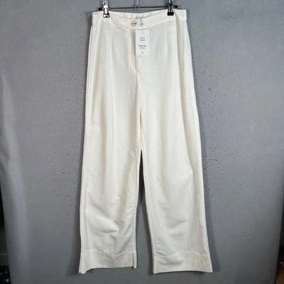 Pantalones de pierna ancha H&M para mujer talla 4 mezcla de lino blancos ¡NUEVOS! Foto 1 de 4