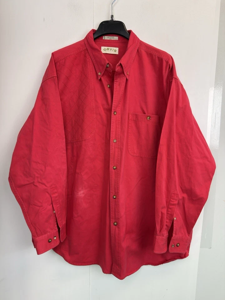 Orvis Long Sleeve Cotton Red Twill Quilted Hunting Safari Shooting Shirt XXL - Image 1 of 4