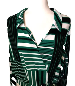 Vestido cruzado a rayas Nine West nuevo con etiquetas elástico para mujer talla 2X - Imagen 1 de 9