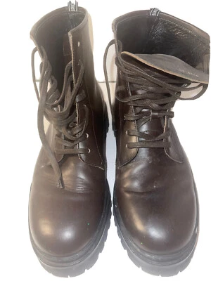 Botas de caminhada masculinas Roberto Cavalli CAVALLI CLASS couro marrom com cadarço tamanho 47.5 - Imagem 1 de 4