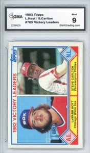 1983 Topps LaMarr Hoyt / Steve Carlton '82 Victory Leaders #705 GMA Grade 9 Mint