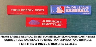 INTELLIVISION 3 FRONT LABELS GAMES CARTRIDGES DECAL STICKER REMPLACEMENT-DURABLE - Image 1 of 4