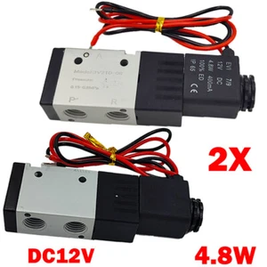 2x 1/4" 3 Way 2 Position Directional Control Electric Solenoid Air Valve 12VDC - Picture 1 of 9