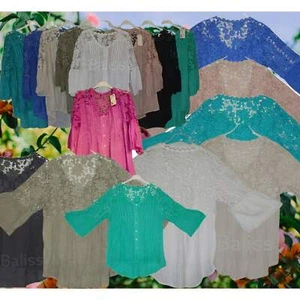 NEW LADIES ITALIAN LAGENLOOK FLORAL CROCHET LACE SPRING SUMMER TOP SHIRT TUNIC - Picture 1 of 40