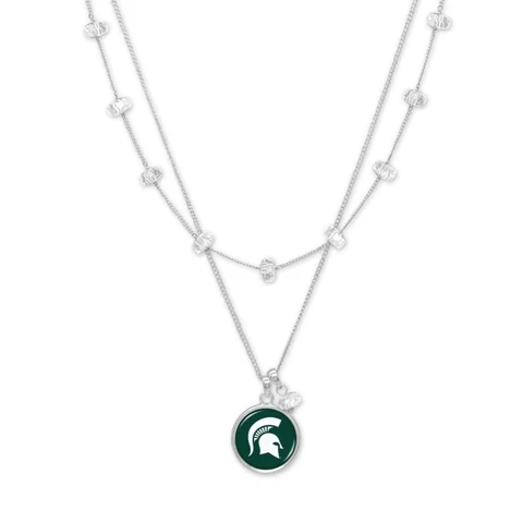 Michigan State Spartans Ivy Necklace Silver Chain Jewelry Gift MSU Cover