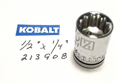 KOBALT  1/2" x 1/4" DR  STANDARD SOCKET  12 Point  #213908 Free Shipping - Image 1 of 2