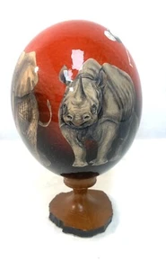 African Wildlife Safari Lion Cheetah Elephant Ostrich Egg - Picture 1 of 6