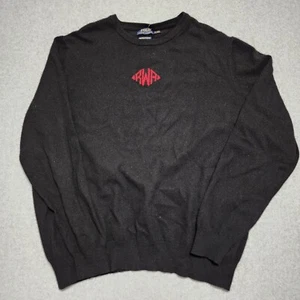 Polo Ralph Lauren Uomo XXL 100% Cashmere Nero Maglia Rosso Monogramma Maglione Lavabile - Foto 1 di 9