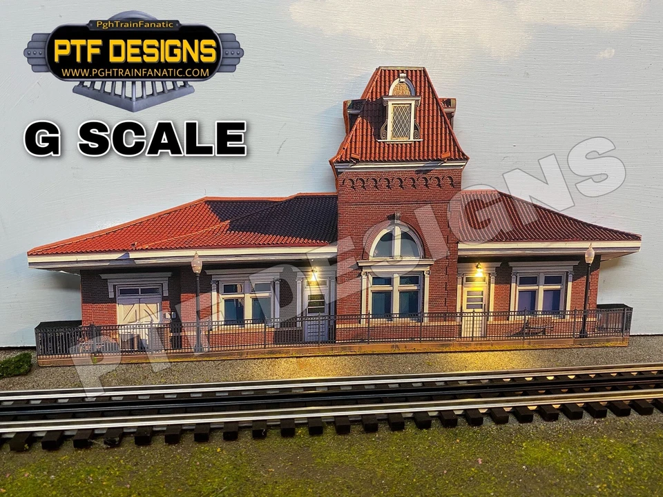 G Scale Train Station # 2 Trackside Building Flat w/LED Background - Lgb Piko - Image 1 of 4