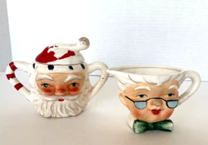 Vintage Santa Sugar Bowl Mrs. Claus Creamer 1266 RARE! - Picture 1 of 11