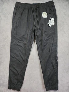 Beach Bros Jogger Pants Men's XL Black Flat Front Tapered Leg Drawstring - Picture 1 of 11