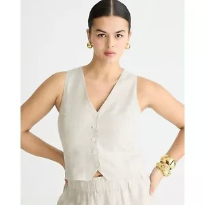 J. Crew Slim-fit linen Kyra Vest In Linen NWT Size 2 - Picture 1 of 9