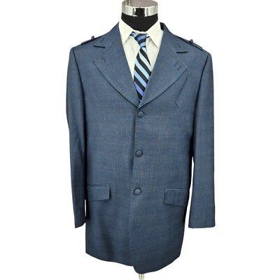 Giorgio Fiorelli 2 Piece Suit Mens 42L Blue 3 B Superluxe 150 Wool Pants 36x29 - Image 1 of 4