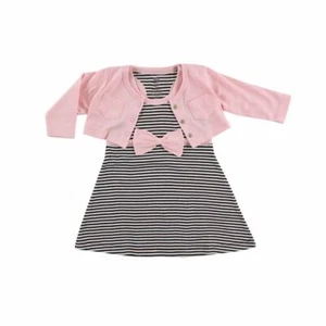 Hudson Baby Cardigan and Racerback Dress, Pink and Black Stripes - Picture 1 of 1
