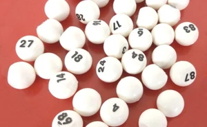 Spare Parts - CHAD VALLEY BINGO WHITE NUMBERED BALLS (No 1 to 45) - 0.5"/ 12.5mm - Picture 1 of 43