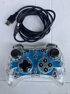 Nintendo Wii U Pro Controller, AFTERGLOW, Wireless, Blue LED Nice Condition - Picture 1 of 5