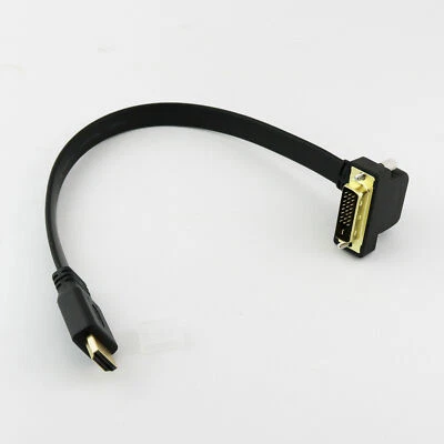 HDMI-compatible to DVI 24+1 Pin Right Angle Male Video Converter Flat Slim Cable - Image 1 of 4