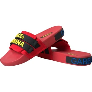 DOLCE & GABBANA Shoes Red Black Logo Beachwear Flats Sandals EU36 /US5.5 630usd - Picture 1 of 11