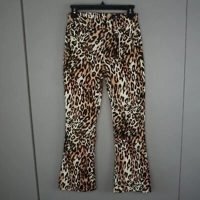 Pantalón para mujer AG The Quinne Crop tiro alto Kick-Flare audaz leopardo marfil polvo 26 Foto 1 de 4