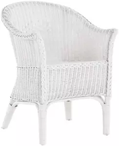 Rattan-Sessel Natur Esszimmersessel Korb-Sessel Lounge Flechtsessel (Weiß) - Bild 1 von 10