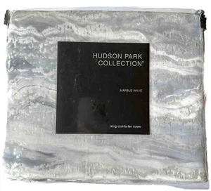 Hudson Park Collection Marble Wave Duvet Comforter Cover King Grey New - Picture 1 of 4