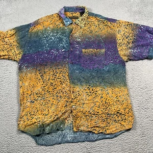 Metropolitan by Lord & Taylor Shirt Men's XL Geometric Wild Short Sleeve Rayon - Picture 1 of 11
