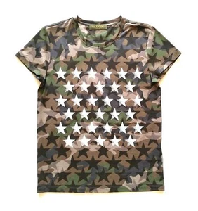 VALENTINO T-shirt donna manica corta stelle MB3MG04S35Q verde - Picture 1 of 3