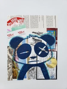 Original Street Art Panda Character On paper Collage Art by Arizona Artist - Picture 1 of 4