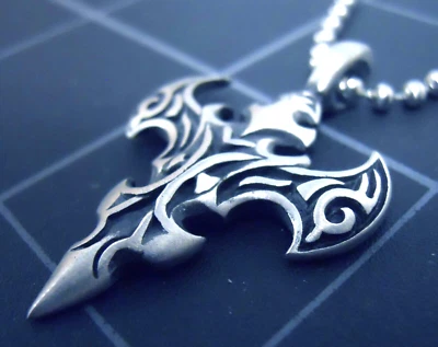 Cross Necklace Goth Stainless Ball Chain New Tribal Gothic Crucifix Pendant - Image 1 of 4