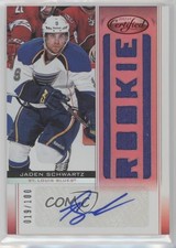 2012-13 Certified Freshman Fabrics Mirror Red /100 Jaden Schwartz Rookie Auto RC