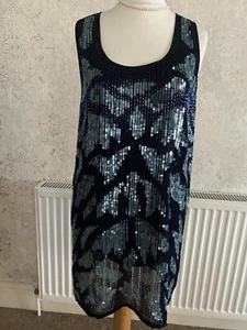 Miss Selfridge Sequin Shift Party Occasion Knee Length Dress. 14. MR20687 - Picture 1 of 6