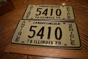 Vintage 1979 Illinois ANTIQUE VEHICLE License Plate Land Of Lincoln " 5410 " SET - Picture 1 of 4