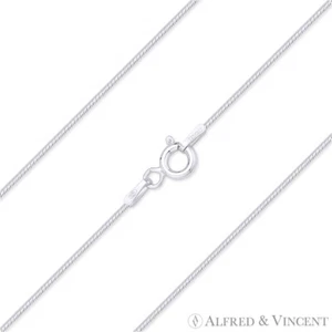 0.8mm G015 Snake Link Italy 925 Sterling Silver & Rhodium Italian Chain Necklace - Picture 1 of 2