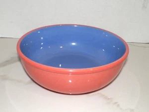 VINTAGE LINDT STYMEIST LARGE ORANGE SERVING BOWL WITH BLUE CENTER 10 1/2" ACROS - Picture 1 of 6